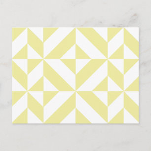 Pale Yellow Geometric Deco Cube Pattern Postcard
