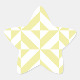 Pale Yellow Geometric Deco Cube Pattern Star Sticker