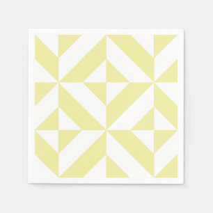 Pale Yellow Geometric Deco Pattern Napkin