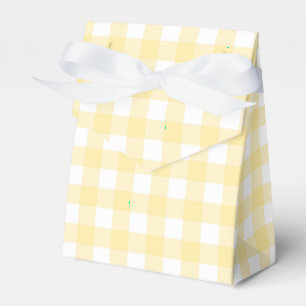 Pale Yellow Gingham Plaid Tent Party Favour Box