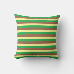 Pale Yellow, Green and Brown Stripes Cushion