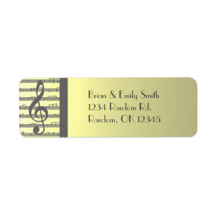 Pale yellow grey music return address labels