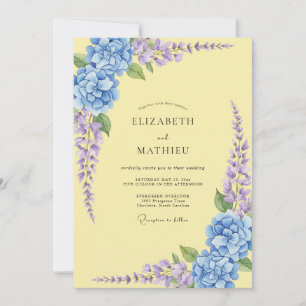 Pale Yellow Hydrangea Eucalyptus Wedding Invitation