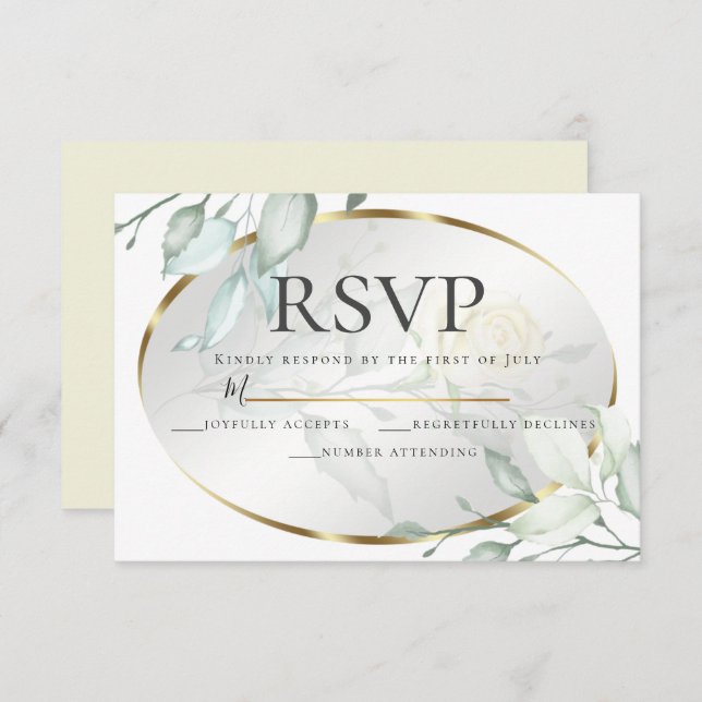 Pale Yellow Ivory Roses Wedding RSVP Invitation (Front/Back)
