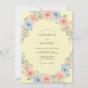 Pale Yellow Jubilant Summer Wedding Invitation