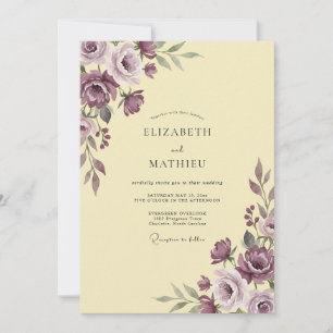 Pale Yellow Lavender Petal Wedding Invitation