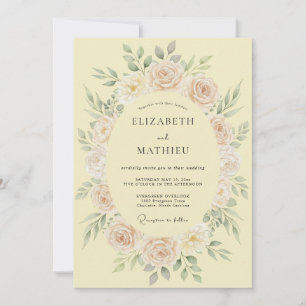 Pale Yellow Lavish Spring Wedding Invitation