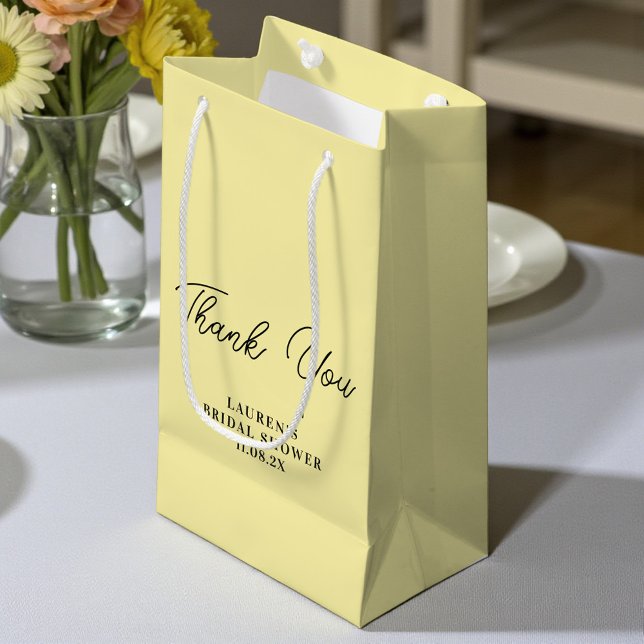 Pale Yellow Minimalist Bridal Shower Thank You Small Gift Bag (Creator Uploaded)