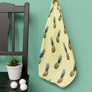 Pale Yellow Monogram Tropical Pineapple Golf Towel
