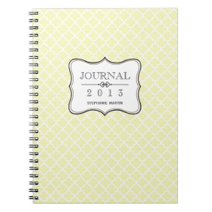 Pale yellow Moroccan tile personalised journal