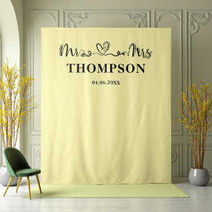 Pale Yellow   Mr and Mrs Elegant Simple Backdrop Tapestry