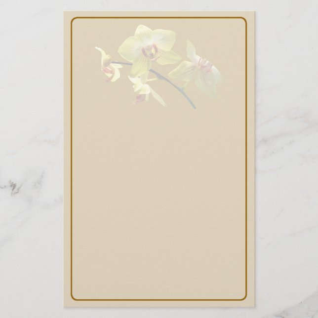Pale Yellow Orchid Stationery (Front)