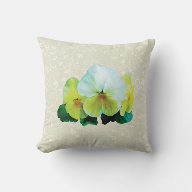 Pale Yellow Pansies Cushion (Front)