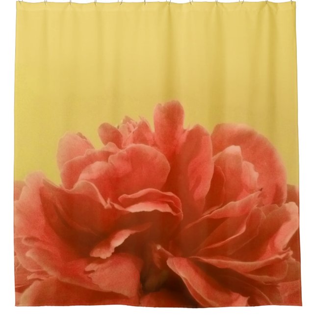 Pale Yellow Peach Floral Shower Curtain (Front)