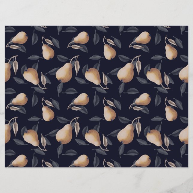 Pale Yellow Pears on Dark Background  (Front)