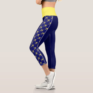 Pale Yellow Plane Aeroplane Aviation Fly Airways Capri Leggings