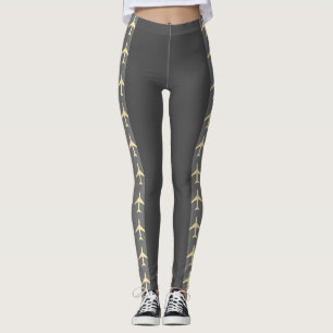 Pale Yellow Plane Aeroplane Aviation Fly Airways Leggings