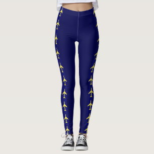 Pale Yellow Plane Aeroplane Aviation Fly Airways Leggings