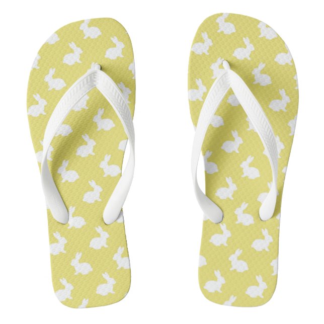 Pale Yellow Rabbit Flip Flops (Footbed)