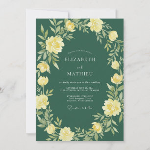 Pale Yellow Radiant Botanical Wedding Invitation