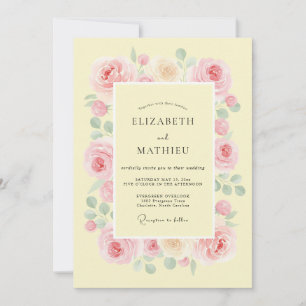 Pale Yellow Refined Botanical Wedding Invitation