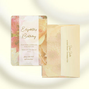 Pale Yellow Rose Birthday Invitation Card