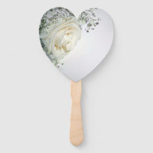 Pale Yellow Rose Corner Heart-Shaped Hand Fan