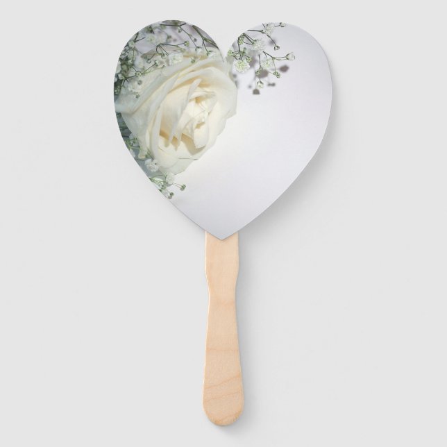 Pale Yellow Rose Corner Heart-Shaped Hand Fan (Front)