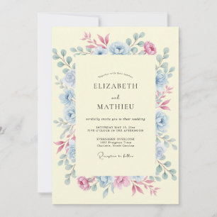 Pale Yellow Serene Botanical Wedding Invitation