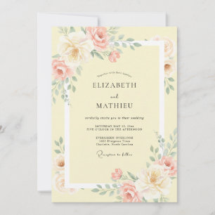 Pale Yellow Serene Floral Wedding Invitation