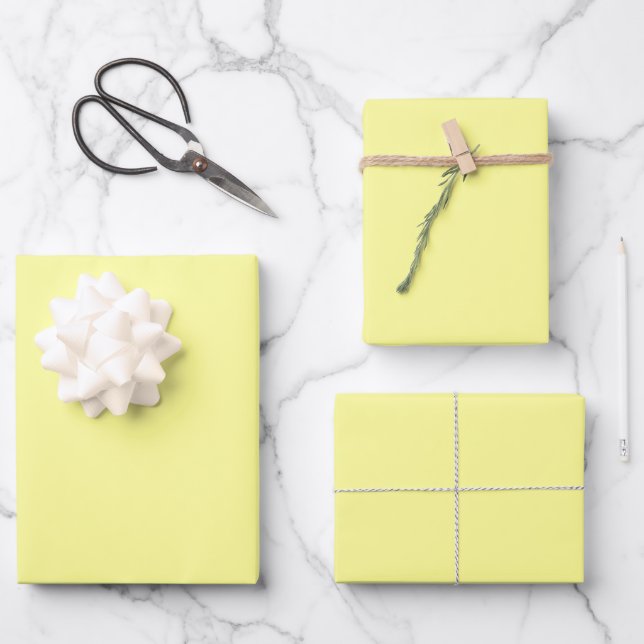 Pale Yellow Solid Colour | Classic | Elegant Wrapping Paper Sheet (Front)