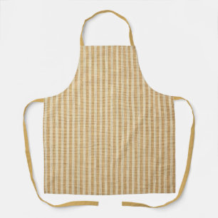 Pale Yellow Stripes Threaded Fabric Pattern Apron