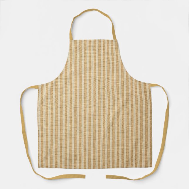 Pale Yellow Stripes Threaded Fabric Pattern Apron (Front)