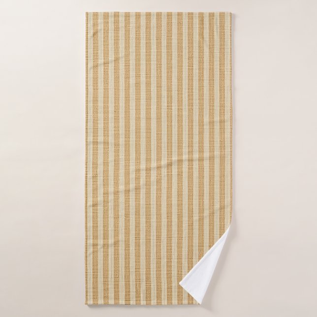 Pale Yellow Stripes Threaded Fabric Pattern Bath Towel (Bath Towel)