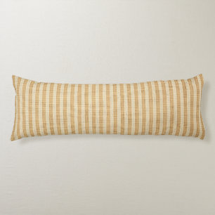 Pale Yellow Stripes Threaded Fabric Pattern Body Cushion