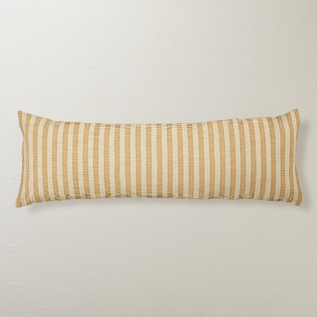 Pale Yellow Stripes Threaded Fabric Pattern Body Cushion (Front)