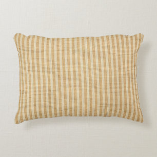 Pale Yellow Stripes Threaded Fabric Pattern Decorative Cushion