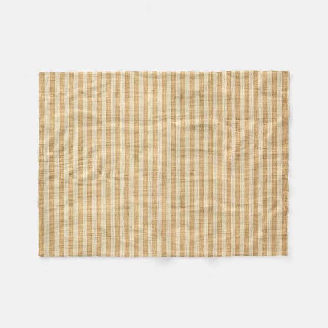 Pale Yellow Stripes Threaded Fabric Pattern Fleece Blanket (Front (Horizontal))