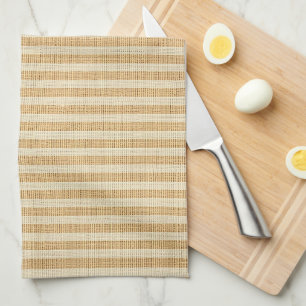 Pale Yellow Stripes Threaded Fabric Pattern Tea Towel