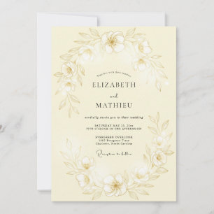 Pale Yellow Subtle Botanical Wedding Invitation