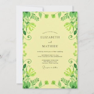 Pale Yellow Vine Wedding Invitation