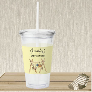 Pale Yellow & Vintage Baby Gym Toy, Baby Shower Acrylic Tumbler