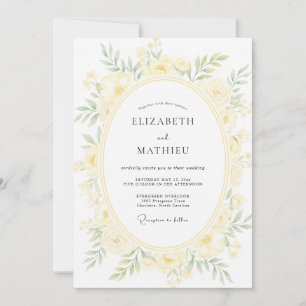 Pale Yellow Wreath Wedding Invitation