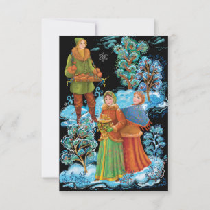 Palekh. Folk Russian ancient winter festivities Thank You Card