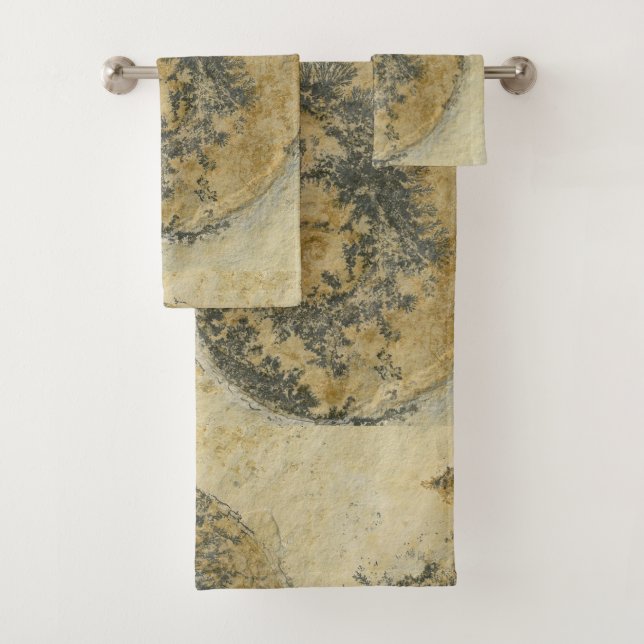 "Paleo-chic" German Ammonite with Dendrites Bath Towel Set (Insitu)