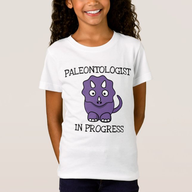 Paleontologist In Progress Purple Triceratops Girl T-Shirt (Front)