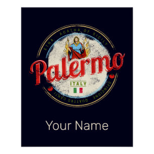 Palermo Capital Of Sicily Italy Vintage Souvenir Poster