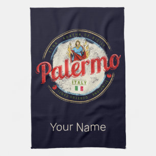 Palermo Capital Of Sicily Italy Vintage Souvenir Tea Towel