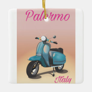 Palermo Italy Scooter poster Ceramic Tree Decoration
