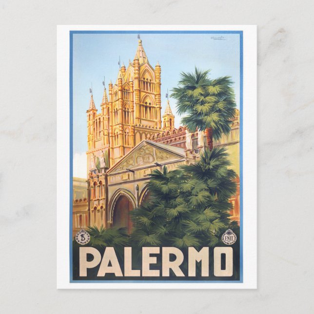 Palermo Italy vintage travel Postcard (Front)